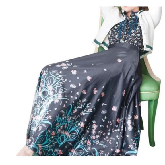 ModCloth Navy Floral Arose Such A Classic Skirt Maxi with Pockets Size Small - Picture 3 of 12